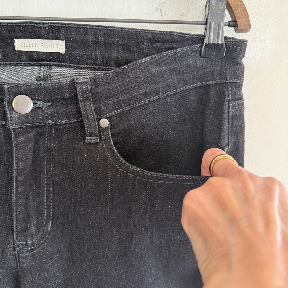 Eileen Fisher Light Black Stretch Straight Jeans Mid-Rise Size 28 - Picture 7 of 16